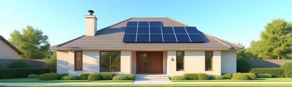 Residential roof with integrated solar panels.